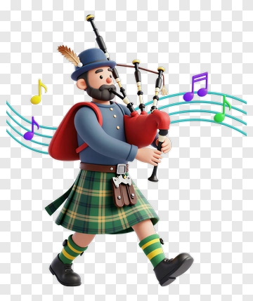 Cartoon Bagpiper Playing Music PNG