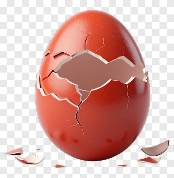 Cracked Red Egg With Shell Pieces PNG