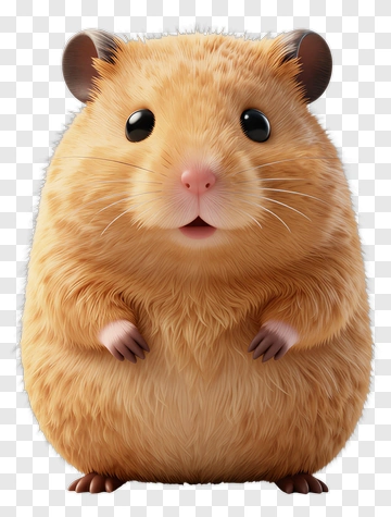 3D Hamster With Fluffy Fur PNG