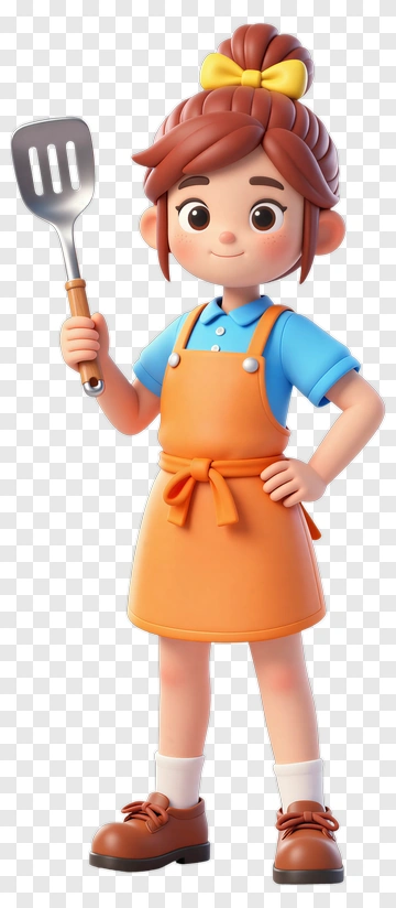Cartoon Chef Holding A Spatula PNG