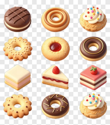Variety Of Colorful Desserts And Pastries PNG