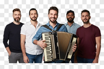 Musicians Group Holding An Accordion PNG