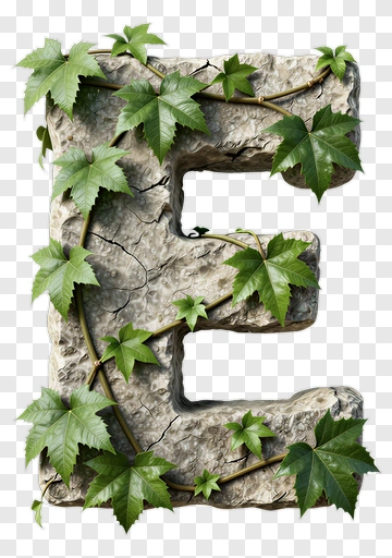 Stone Letter E Covered In Ivy PNG