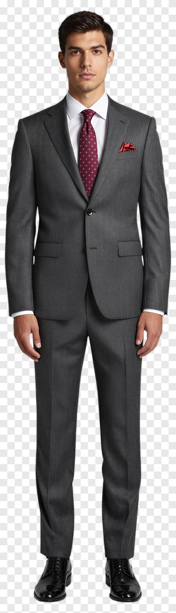 Man In Gray Suit With Polka Dot Tie PNG