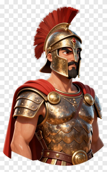 3D Roman Soldier With Red Plume Helmet PNG