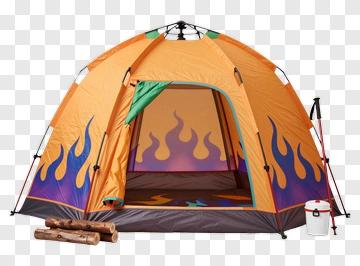 Camping Tent With Flame Design PNG