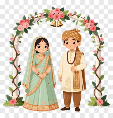 Wedding Couple In Traditional Attire PNG