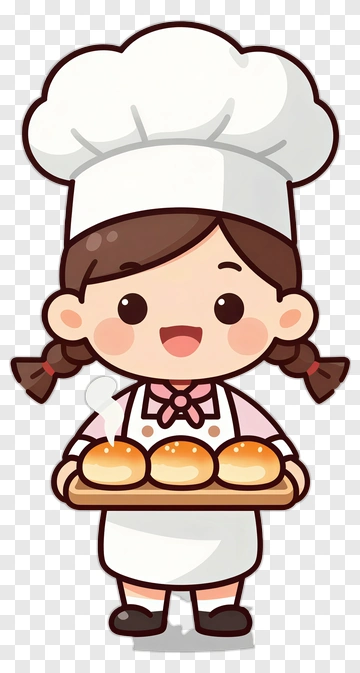 Cartoon Baker Holding A Tray Of Buns PNG
