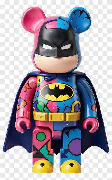 Colorful Bearbrick Batman Figure PNG