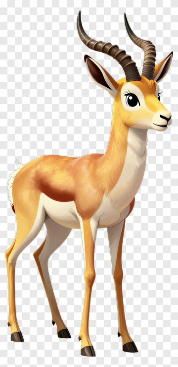 Cartoon Antelope Standing Gracefully PNG
