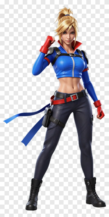 3D Female Character In Blue Outfit PNG