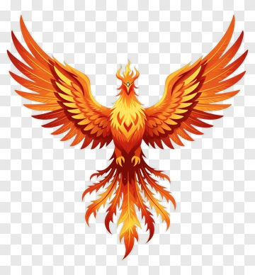 Colorful Phoenix With Fiery Wings PNG