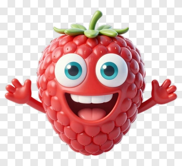 Cartoon Raspberry Character Smiling And Waving PNG