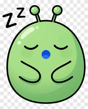 Cartoon Sleepy Green Blob PNG