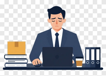 Stressed Businessman Working At Desk PNG