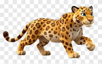 Cartoon Leopard Walking PNG
