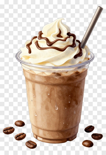 Iced Coffee Drink With Whipped Cream And Chocolate Drizzle PNG