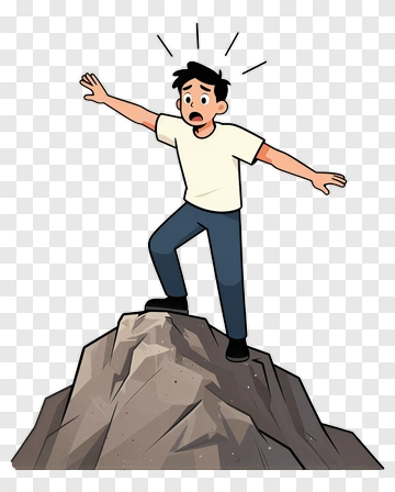 Cartoon Boy Standing On A Rock PNG