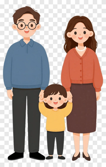 Happy Family Standing Together PNG