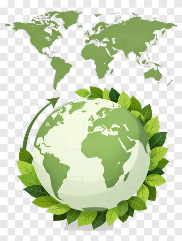 Earth Globe Surrounded By Leaves PNG