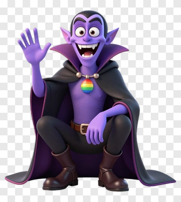 Cartoon Vampire Waving Hello PNG