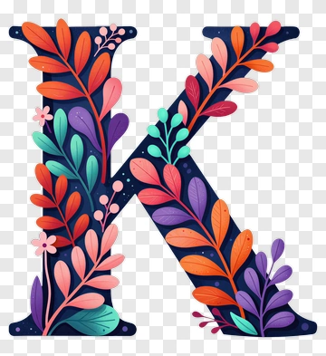 Colorful Letter K With Floral Design PNG