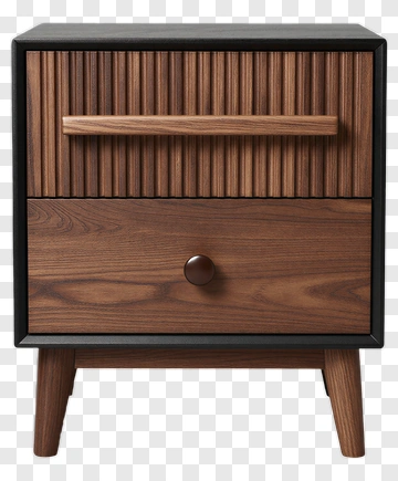 Wooden Nightstand With Ribbed Drawer Front PNG