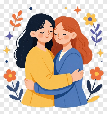 Happy Friends Embracing Each Other PNG