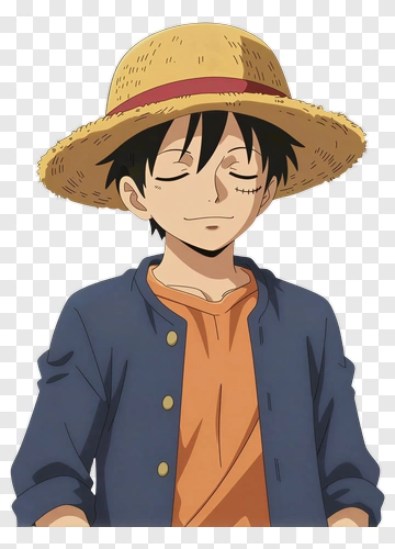 Cartoon Boy Wearing A Straw Hat PNG
