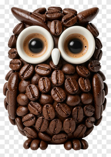 Owl Made Of Coffee Beans PNG