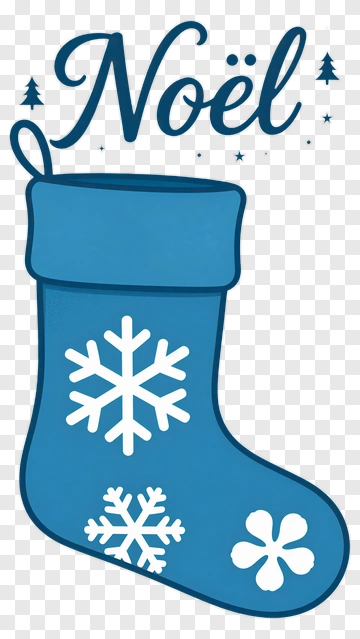 Blue Christmas Stocking With Snowflakes PNG