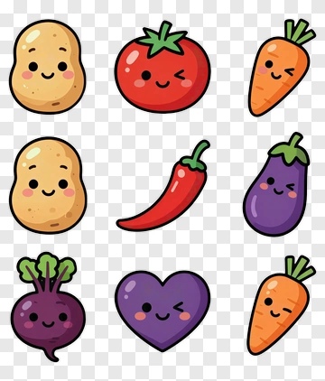 Cartoon Vegetables With Cute Faces PNG