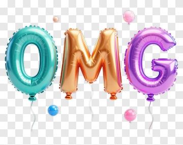 Colorful Balloon Letters Spelling Omg PNG