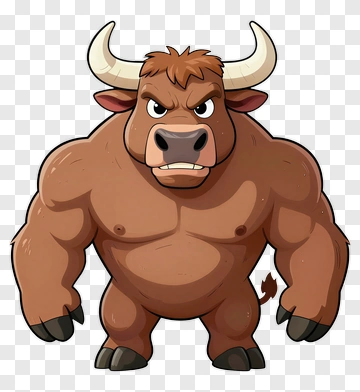 Cartoon Bull Character PNG