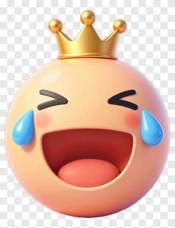 Cartoon Crowned Emoji With Tears Of Joy PNG
