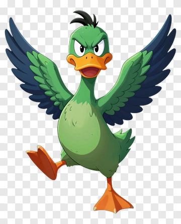 Cartoon Duck With Outstretched Wings PNG