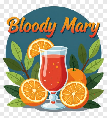 Bloody Mary Cocktail With Oranges And Leaves PNG