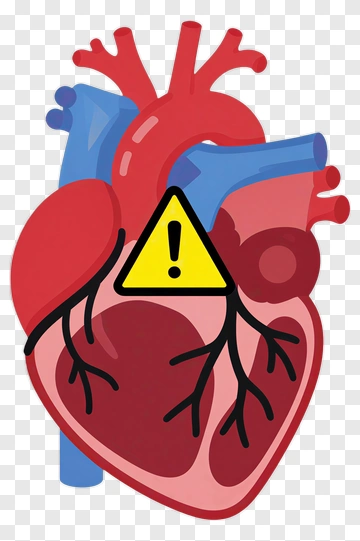 Cartoon Heart With Warning Sign PNG