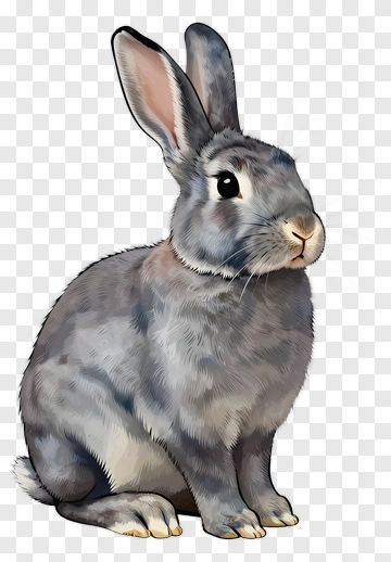 Gray Rabbit Sitting PNG