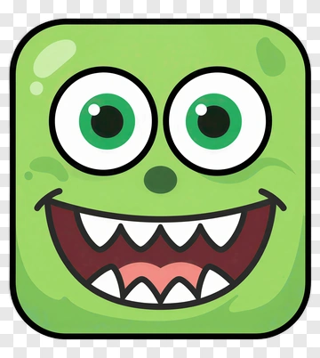 Cartoon Green Monster Face PNG