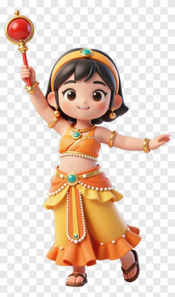 3D Girl Holding A Staff PNG
