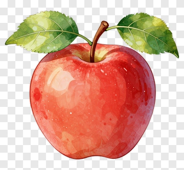 Red Apple With Leaves PNG