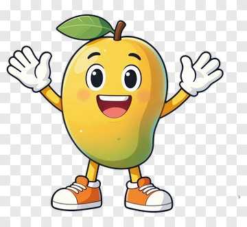 Cartoon Mango Character Smiling And Waving PNG