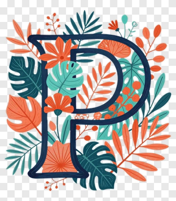 Floral Letter P Design PNG