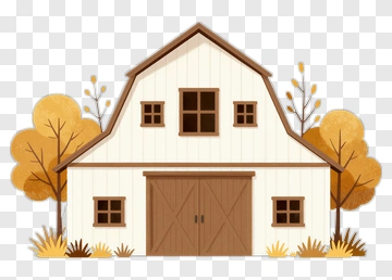 Colorful Barn Surrounded By Autumn Trees PNG