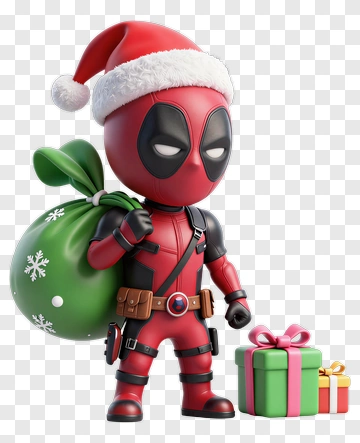 Cartoon Character In Santa Hat Holding Gifts PNG