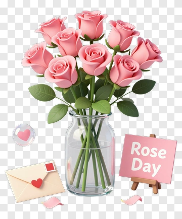 Pink Rose Bouquet For Rose Day PNG