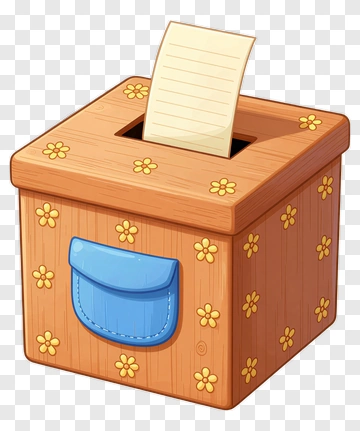 Wooden Ballot Box With Paper PNG