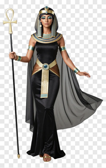 Egyptian Queen Wearing A Black Dress PNG