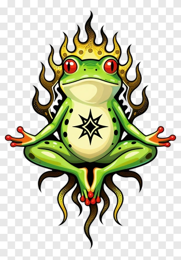 Cartoon Frog Sitting In A Meditative Pose PNG